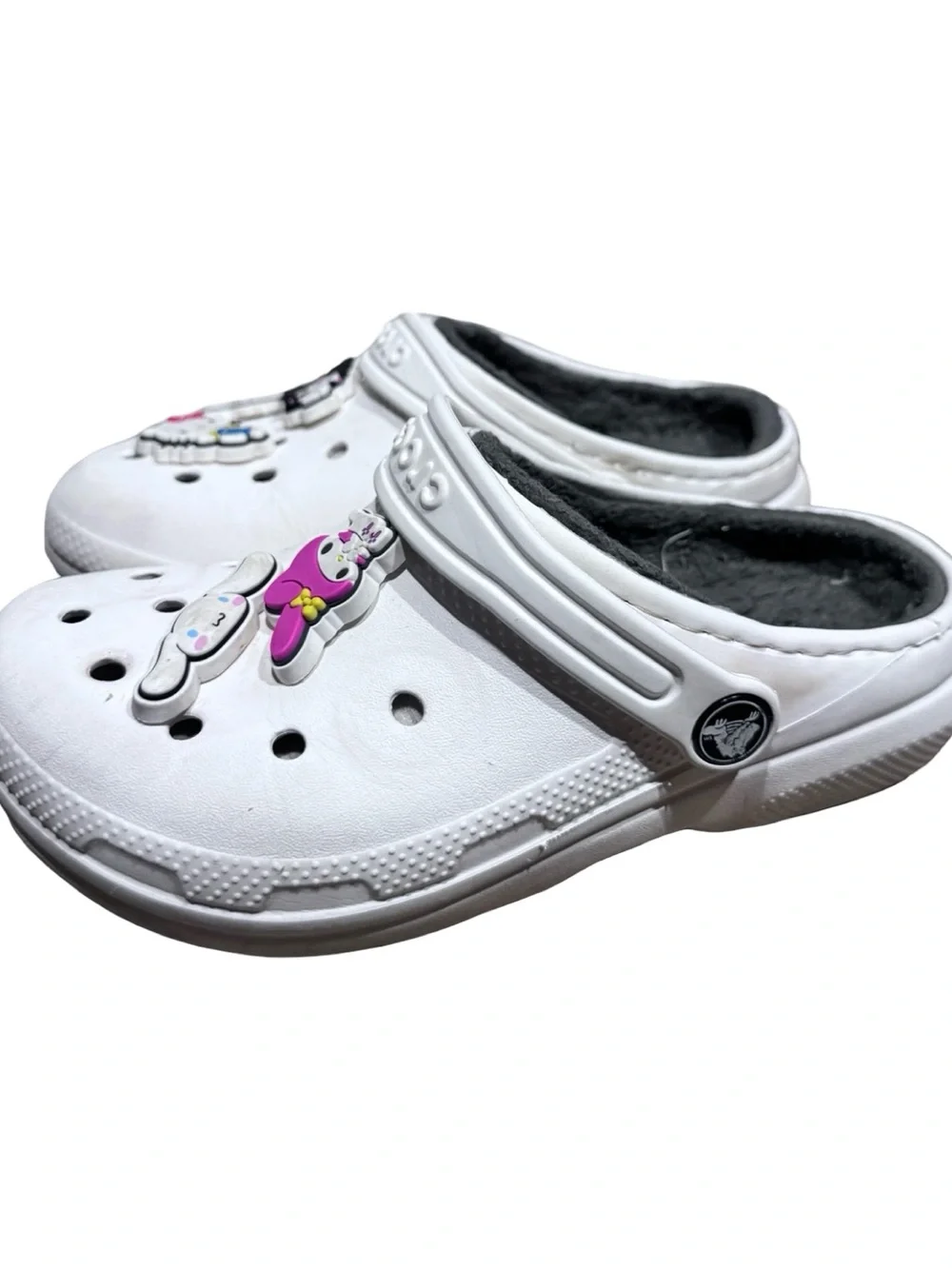 CROCS Kids White Clogs with Colorful Character Jibbitz